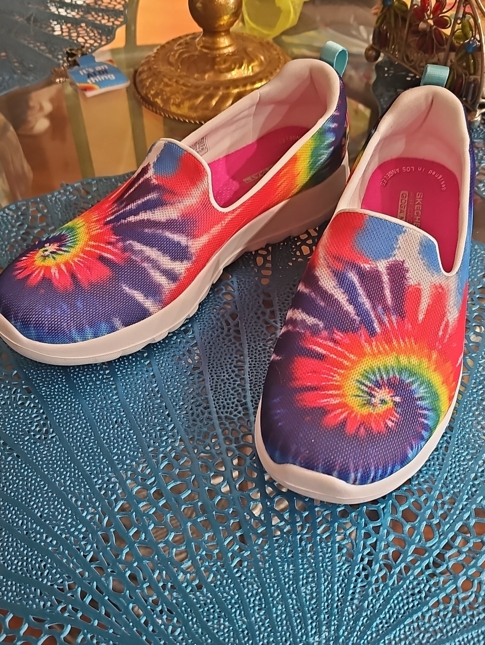 Skechers Gowalk Tie-Dye Slip-On Sneakers - Rainbow Spiral Pattern